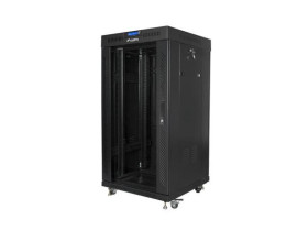 Szafa instalacyjna RACK stojąca 19 22U 600X600 czarna drzwi szklane LCD V2 FF01-6622-12BL