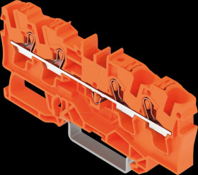 2204-1402 4-wire feed-through terminal, with pusher 4 mm², orange