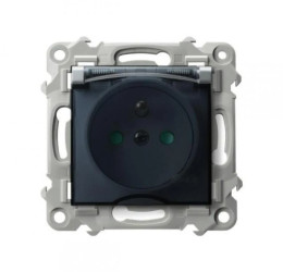 SZAFIR Gniazdo bryzgoszczelne z uziemieniem IP-44 z przesłonami torów prądowych wieczko przezroczyste srebrny GPH-1ZZP/m/18/d