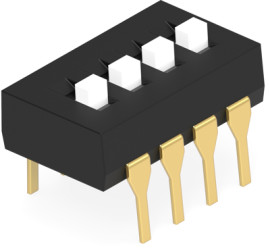 DIP switche, Off-On, 4 pole, straight, 1 A/5 VDC, 1825057-3