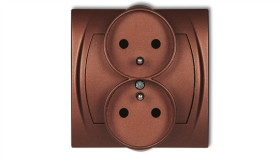 Logo Gniazdo Podwójne Z/U Z Przesłonami Brązowy Metalik 9Lgpr-2Zp