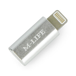 Adapter gniazdo microUSB - wtyk Lightning - srebrny