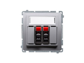 SIMON BASIC Gniazdo głośnikowe podwójne z polem opisowym (moduł) srebrny mat BMGL301/43 KONTAKT SIMON