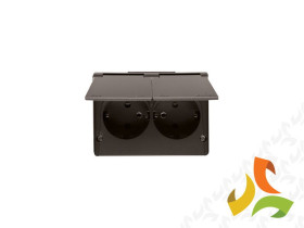 SIMON 54 Gniazdo podwójne z uziemieniem schuko natynkowe bryzgoszczelne IP44 z przesłonami torów prądowych wersja skandynawska z