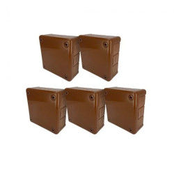 Puszka hermetyczna natynkowa 98x98x42mm 12-wlotowa, z dławikami gumowymi, IP55 zamknięcie na wkręty, brązowa EDO 5 szt