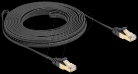 80329 RJ45 flat cable, Cat.6a, S/FTP, braided jacket, 7.5 m, black