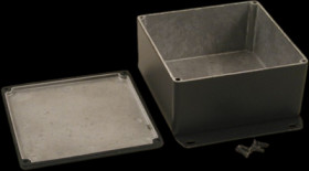 Aluminum die cast enclosure, (L x W x H) 120 x 120 x 59 mm, black (RAL 9005), IP65, 1590WUFBK