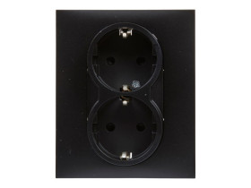 SUNO Gniazdo podwójne z uziemieniem schuko z przesłoną zaciski automatyczne (monoblok) czarny 721426 LEGRAND