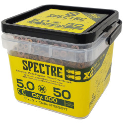 ForgeFix SPE550YT Spectre&#x2122; Pozi Compatible Wood Screw CSK ZYP 5.0 x 50mm Tub 600