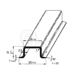 Szyna montażowa DIN wysoka, pełna, stalowa, 35x15x2000 mm, TS35/C1-2m