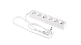 Przedłużacz 6-Gniazd Z/U 1,5M /H05vv-F 3G1/ Biały Pm-Bw-6G-15
