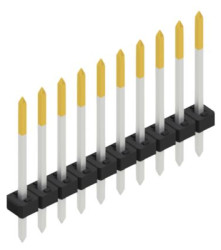 Pin header, 10 pole, pitch 2 mm, straight, black, SLY113910S