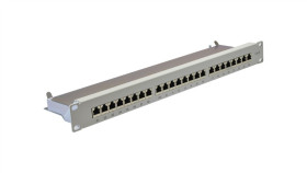 Patch Panel Rack 19 Kat.6 24P Ftp Z Półką 1U Szary