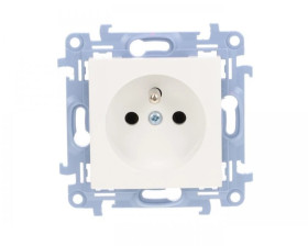 Simon 10 Gniazdo wtyczkowe z uziemieniem pojedyncze (moduł) 16A, 250V, szybkozłącza, biały CGZ1C.01/11