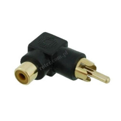 ADAPTER RCA KĄTOWY ZŁOTY WTYK GNIAZDO CZARNY