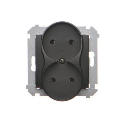 Simon 54 Gniazdo wtyczkowe b/u z przesł. podwójne (moduł) 16A 250V zaciski śrub. czarny mat do ramek S54 PREMIUM DG2MZ.01/49