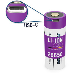Ansmann 1307-0012 Li-ion 26650 Battery 3.6V 5100mAh USB-C Charging
