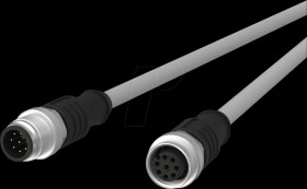 142MKA12020 Sensor cables, M12, 8-pin, plug > coupling, 2 m