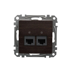 Gniazdo komputerowe podwójne RJ45 kat. 6 UTP, wenge, efekt drewna, Sedna Design i Elements SDD181462