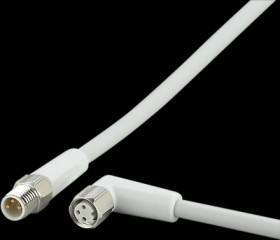 Sensor actuator cable, M8 cable plug, straight, A to M8 cable socket, angled, A, 3 pole/3 pole, 0.3 m, mPPE, gray, 3 A, EVF148