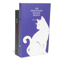 Podpórka pod książki Kot biały metalowy