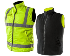 Bezrekawnik roboczy dwustronny jedna strona odblaskowa wodoodporna pokryta PU druga strona polar rozmiar L 81-520-L