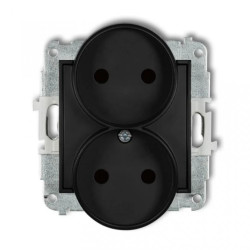 MINI Gniazdo podwójne b/u z przesłonami czarny mat 12MGPR-2p