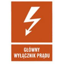 Naklejka NOZ 74x105 Główny Wyłącznik Prądu (czerw)