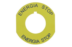 Tabliczka opisowa żółta okrągła fi42 ENERGIA STOP ST22-4509P02