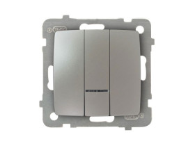 KARO Wyłącznik potrójny z podświetleniem niebieskim IP-20 zaciski gwintowe srebrny perłowy ŁP-13SS/m/43 OSPEL