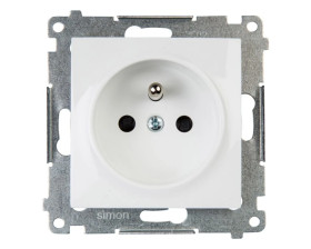 Simon 54 Gniazdo pojedyncze z/u 16A IP20 z przesłoną torów białe szybkozłącza, DGZ1CZ.01/11