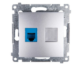 Simon 54 Gniazdo telefoniczne pojedyncze RJ12 srebrny mat DT1.01/43