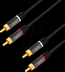 CA1201 Audio cable, 2x RCA/M to 2x RCA/M, metal, black, 0.5 m