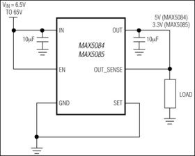 65V, 200mA, Low-Quiescent-Current Linear Regulators in TDFN