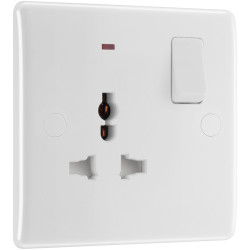 BG 827l White Nexus Moulded Single Universal Switched 13A Power Socket Indicator
