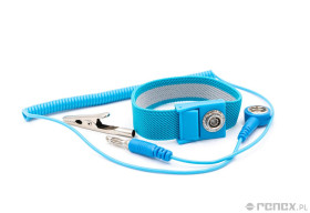 Opaska nadgarstkowa ESD, niebieska, z przewodem 1,8m