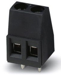 PCB terminal, 2 pole, pitch 5 mm, AWG 26-14, 17.5 A, screw connection, black, 1985881