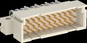 Male connector, type 3C, 30 pole, a-b-c, pitch 2.54 mm, solder pin, angled, gold-plated, 254325