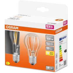2Pak Żarówka LED E27 A60 11W = 100W 1521lm 2700K Ciepła 300 Filament OSRAM STAR