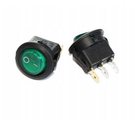 KCD1-2 Mini ON-OFF 3-pin Round Illuminated Rocker Switch, Green
