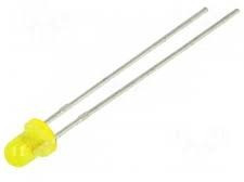 LED, THT, Ø 3 mm, yellow, 589 nm, 0.01 to 0.012 cd, 40°, 304YD2E-1B