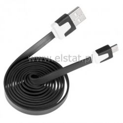 Kabel WT USB - WT mikro USB 1m płaski czarny