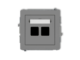 DECO Gniazdo multimedialne podwójne bez modułu (standard Keystone) szary mat 27DGM-2P KARLIK