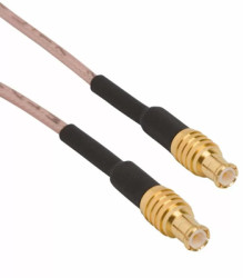 Coaxial cable, MCX plug (straight) to MCX plug (straight), 50 Ω, RG-178, grommet black, 153 mm, 255101-08-06.00