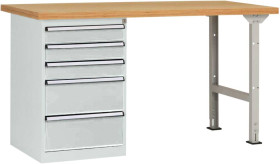 System banków warsztatowych COMBI, model 7 z płytą wielowarstwową, szer. X gł. X wys. = 2000 x 700 x 840 mm Manuflex WC5
