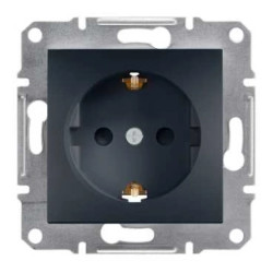 ASFORA Gniazdo pojedyncze SCHUKO z przesł. bez ramki antracyt EPH2900271