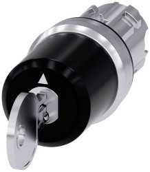 Siemens 3SU10505JL010AA0 3SU1050-5JL01-0AA0 Przełącznik kluczykowy pierścień przedni metalowy, błyszczący klucz srebrny