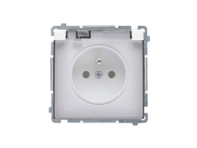 SIMON BASIC Gniazdo pojedyncze z uziemieniem z klapką transparentną IP44 białe BMGZ1B.01/11A KONTAKT SIMON