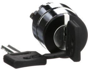 Key switch, unlit, latching, waistband round, 2 x 90°, trigger position 0 + 1, mounting Ø 22 mm, ZB4BG4