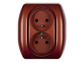 TREND Gniazdo podwójne z uziemieniem (przesłony torów prądowych) brązowy metalik 9GP-2zp KARLIK